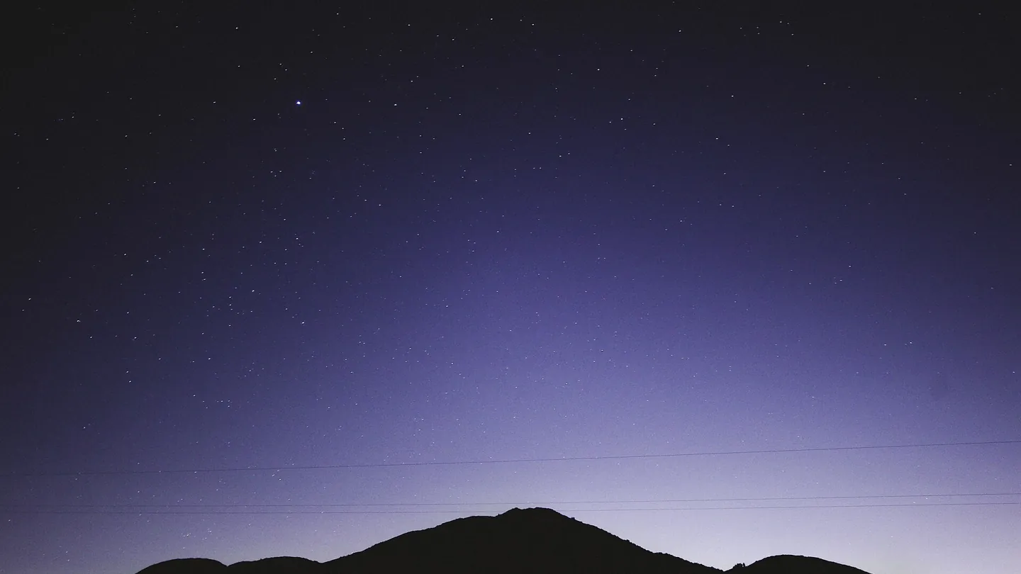 San Gabriel Mountains at dusk, seen from Azusa