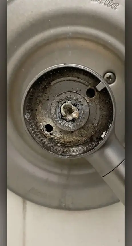 Shower valve body with the trim removed, ready for a new cartridge